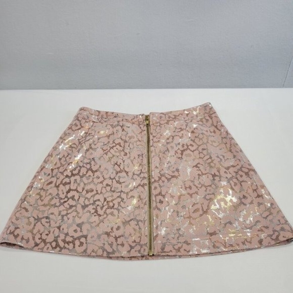 Morgan Claire Pink and Metallic Skirt with Zipper Front Size M